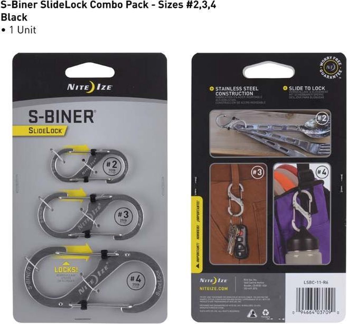 NITE IZE S-BINER SLIDELOCK 3-PACK Stainless