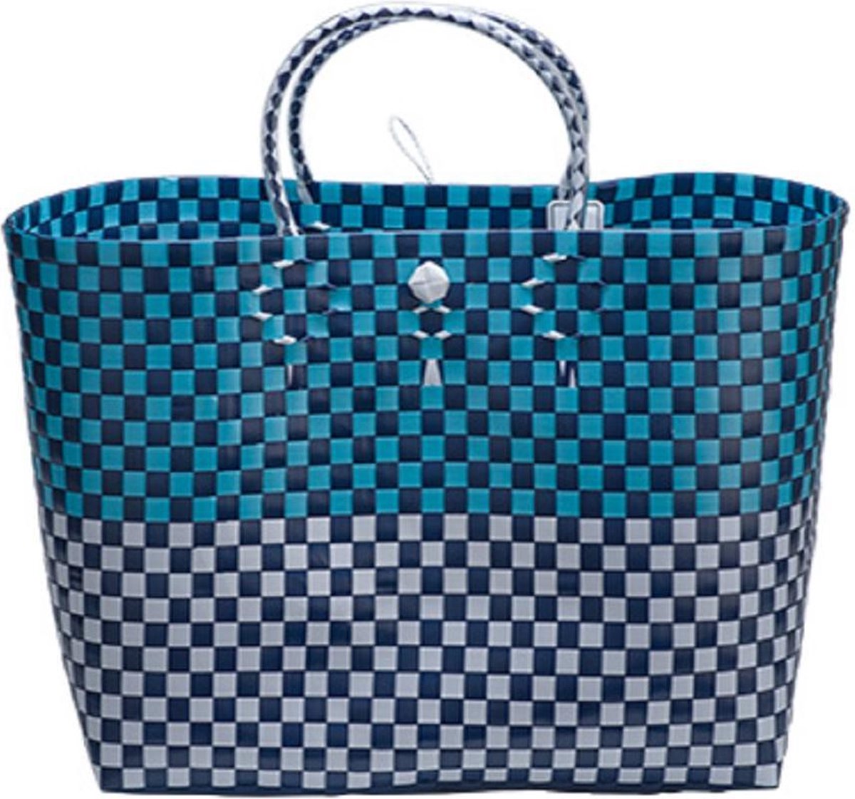 Cosy en Trendy Winkeltas Trendy Blauw - wit 44x27x36cm En Yourkitchen E-kookboek - Heerlijke Smulrecepten