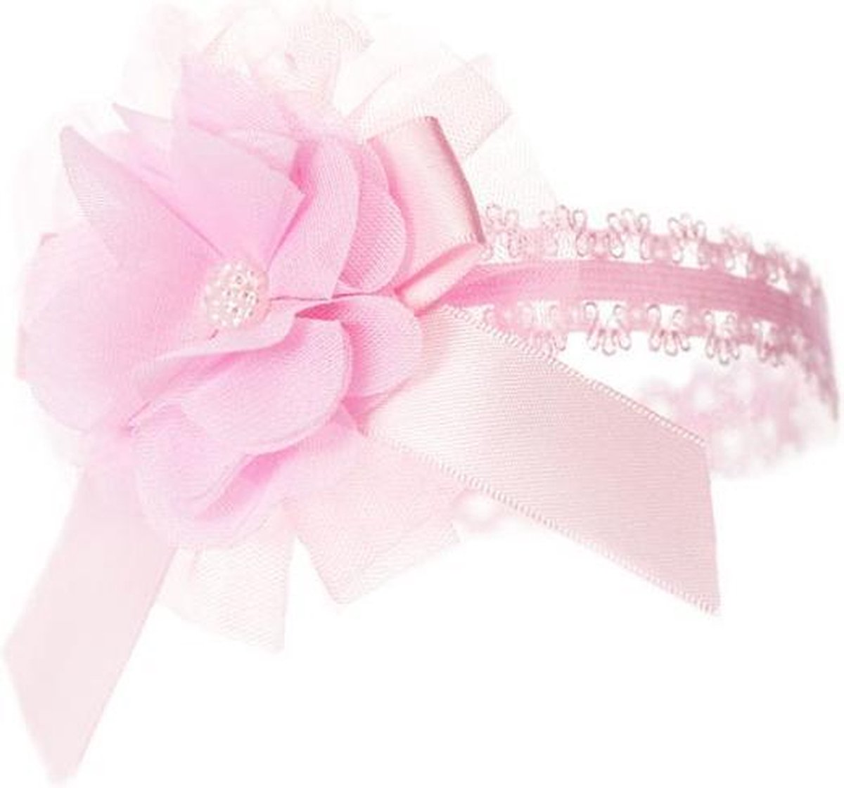 Soft Touch Hoofdband Smal Baby Bloem 0-12 Maanden Roze