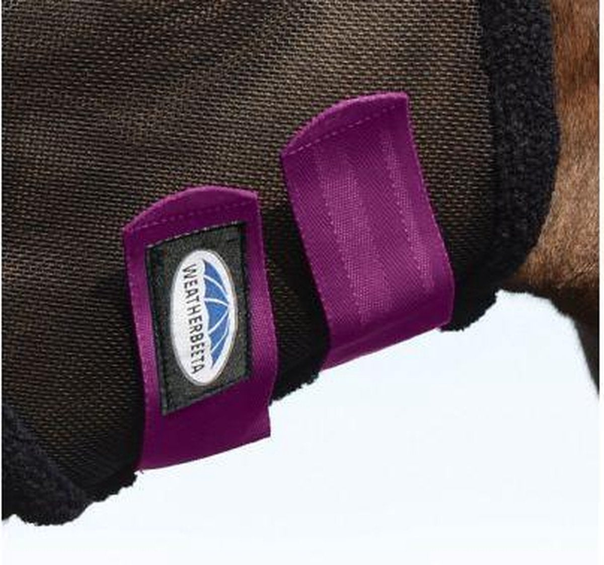 RelaxPets - Weatherbeeta - Vliegenmasker - Met Oren - 60% UV Bescherming - Fleece Randen - Zwart/Paars - Full