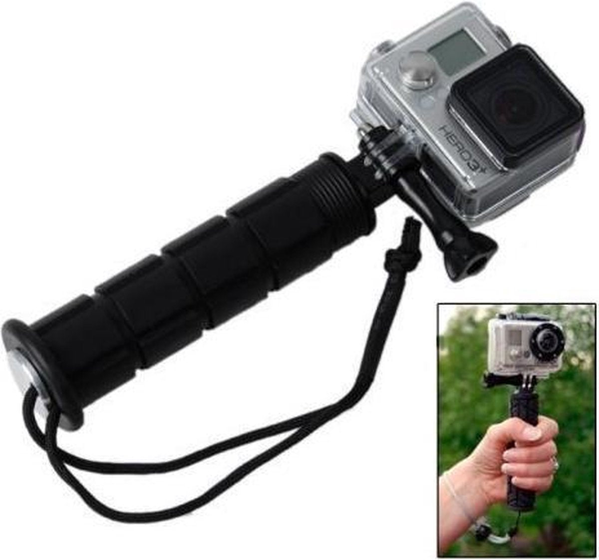 Premium stabalizer grip monopod zwart voor GoPro Hero en andere actiecamera's hand houder