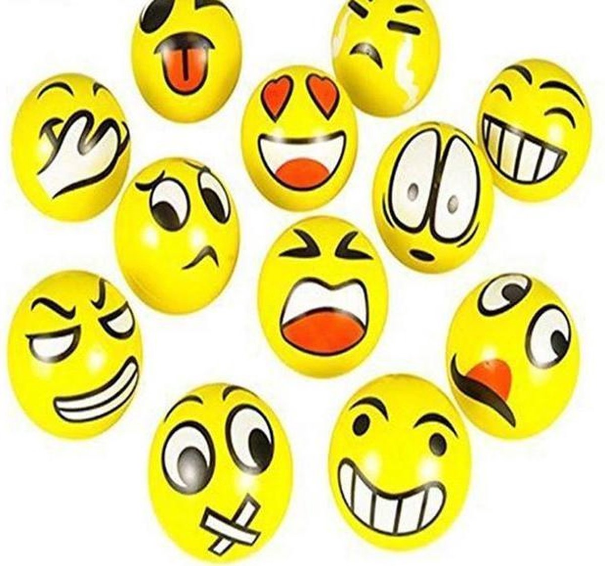 12 stuks Smiley ballen 6.3 cm