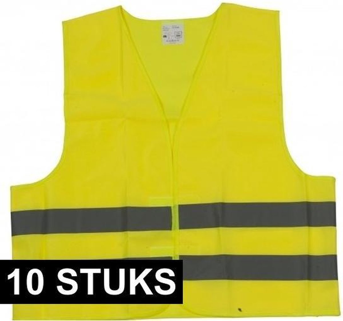 10x Veiligheidsvest geel voor volwassenen - Reflecterende veiligheidsvesten 10 stuks