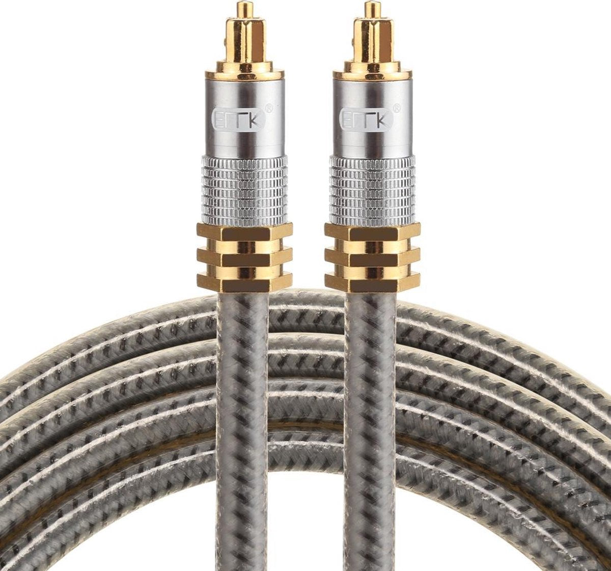 ETK Digital Optical kabel 1 meter / toslink audio male to male / Optische kabel metaal - Grijs