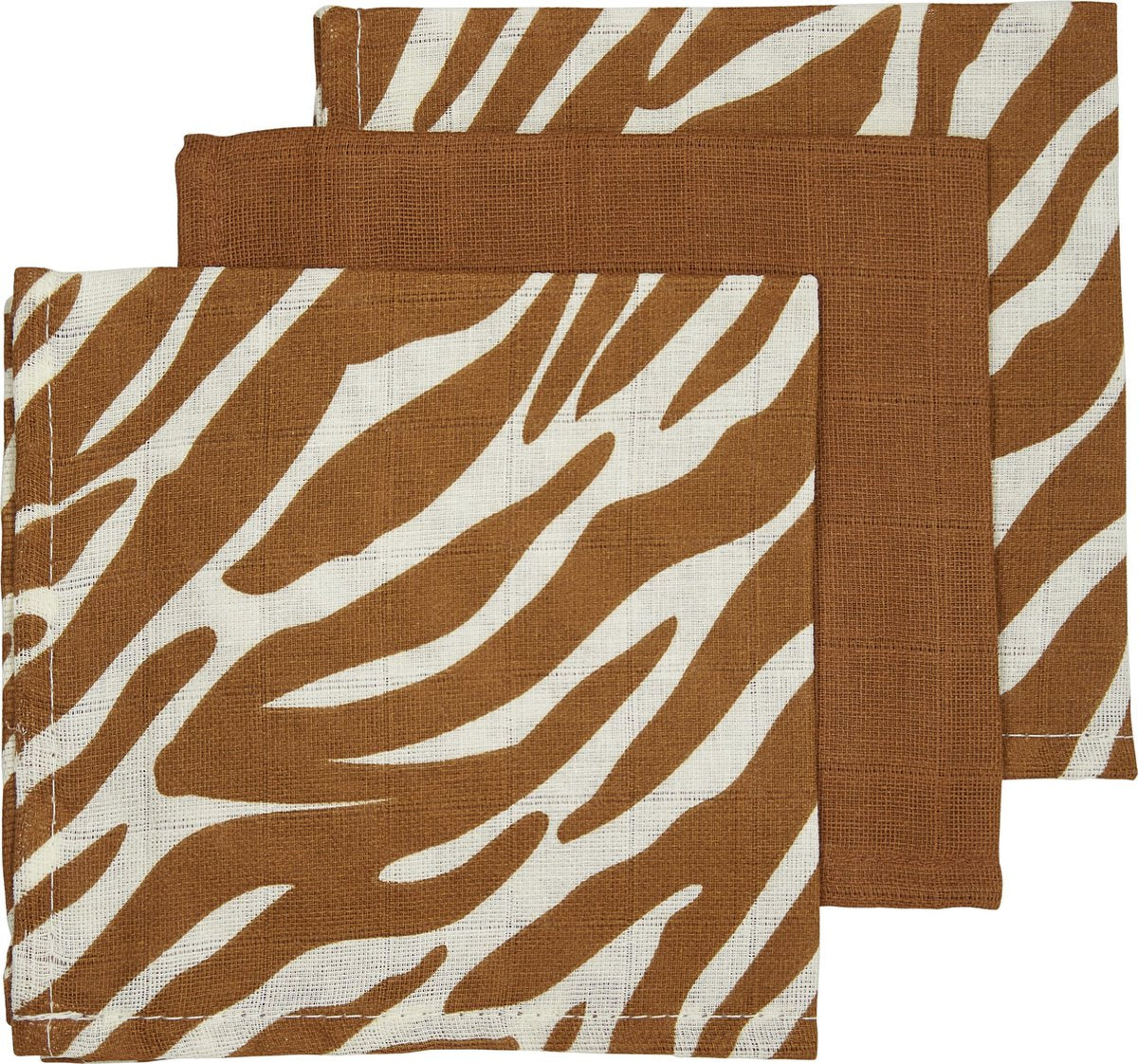 Meyco 3-pack monddoekjes Zebra-Uni camel-Zebra