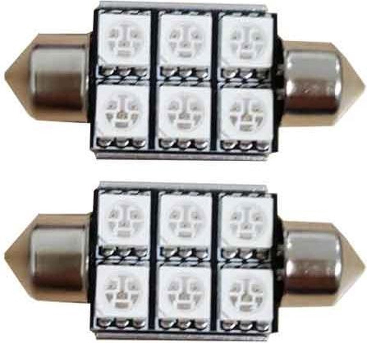 6 SMD C5W 36mm Blauw 24v Canbus LED