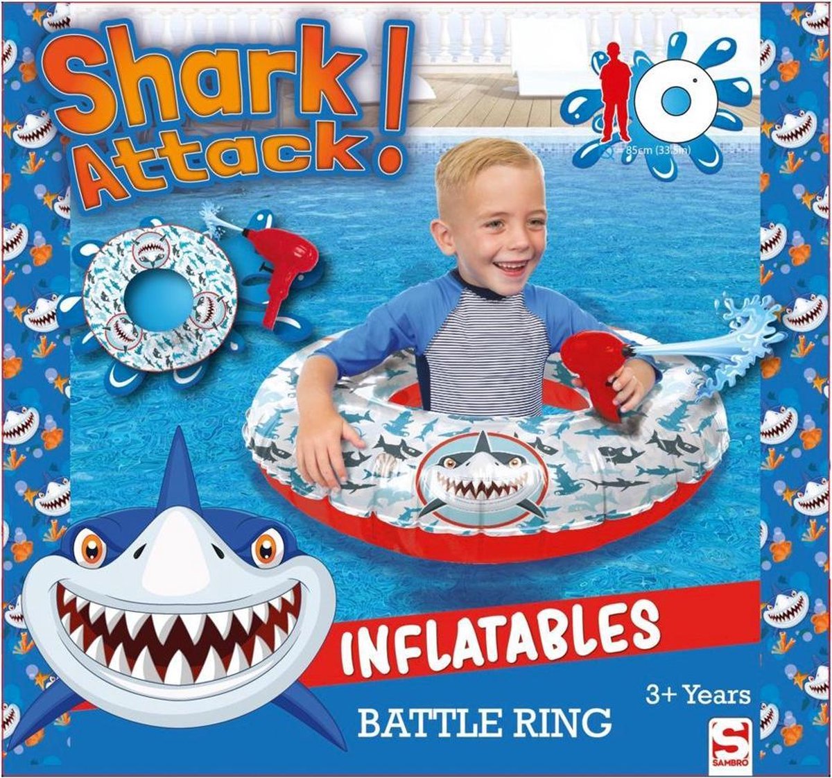 Shark Attack Battle Ring Zwemband met Waterpistool 85 cm