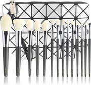 CAIRSKIN Sage Green Professional Makeup Set 14 Brushes + Large Beauty Case - Visagie Kwastenset - Professionele Penselen voor Gezicht & Ogen