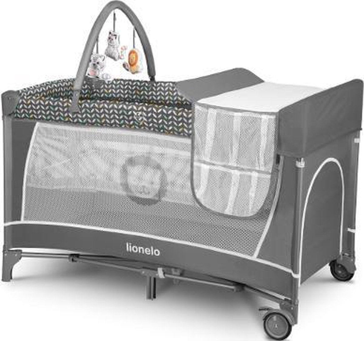 Reisbed/box Lionelo Flower Grey Scandi