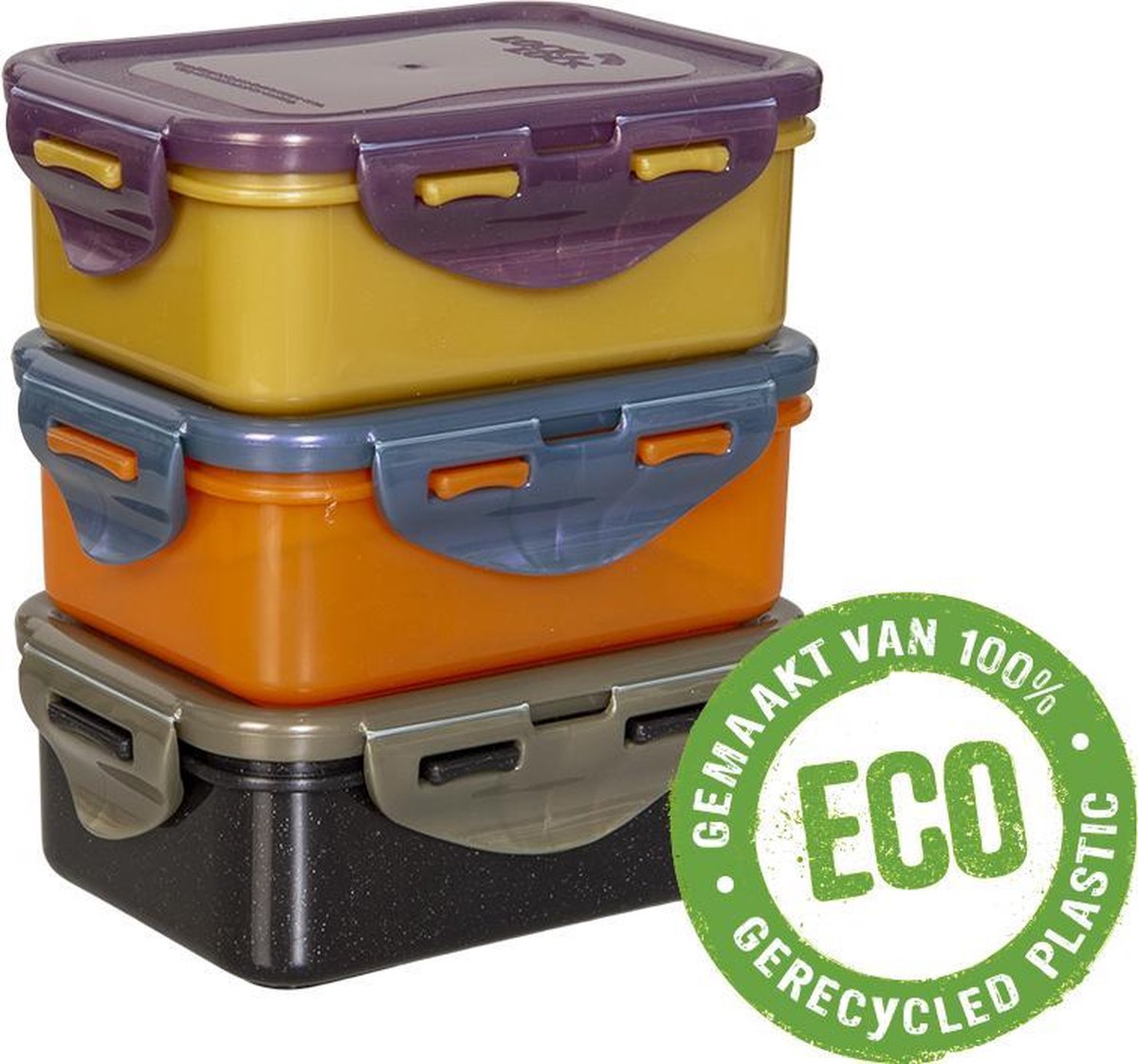 Lock&Lock ECO Vershoudbakjes | Snackdoosjes - 350 ml - Duurzaam - Zero waste - 100% gerecycled plastic - Set van 3 stuks