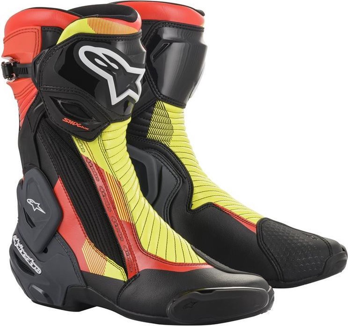 Alpinestars SMX Plus V2 Black Red Fluo Yellow Fluo Gray Motorcycle Boots 47
