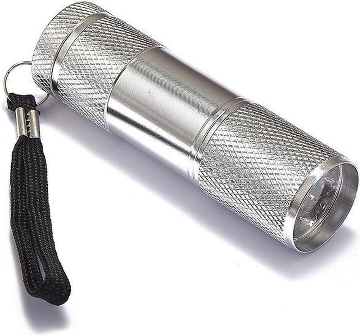 Mini zaklamp 9 LED Aluminium UV Ultra Violet paars licht - Zilver