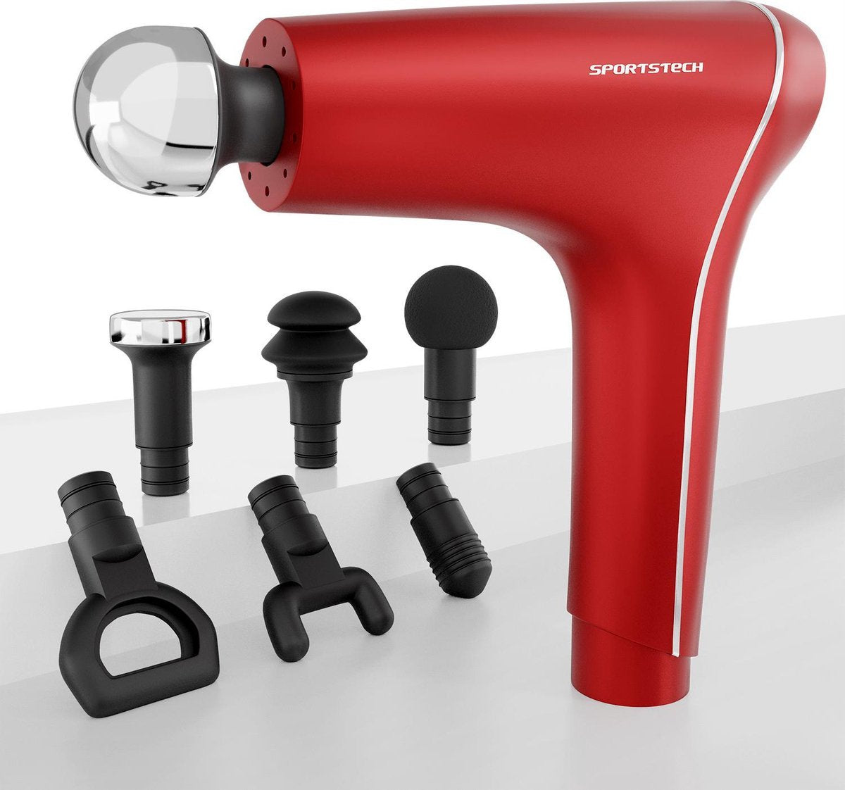 Sportstech massage gun massageapparaat 7 uur accuduur | 10 intensiteiten voor wellness & ontspanning | stille massage gun voor nek