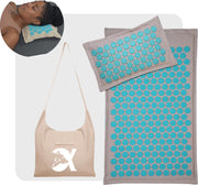 Spijkermat Acupressuur Fitness Yoga Massage Mat Massage Kussen - Turquoise Acupunctuur Mat inclusief Kussen en Opbergtas - Eco-vriendelijk Materiaal - Alpha