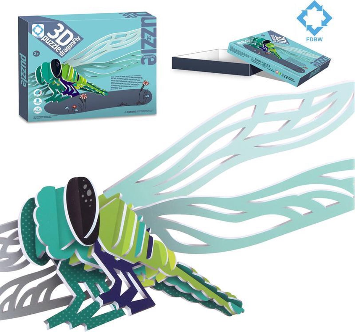 Puzzel kinderen 3 jaar – Insecten | 3D puzzel insecten | Kinderpuzzels 3 jaar | Puzzel kinderen dieren – Puzzel 3D - Libelle