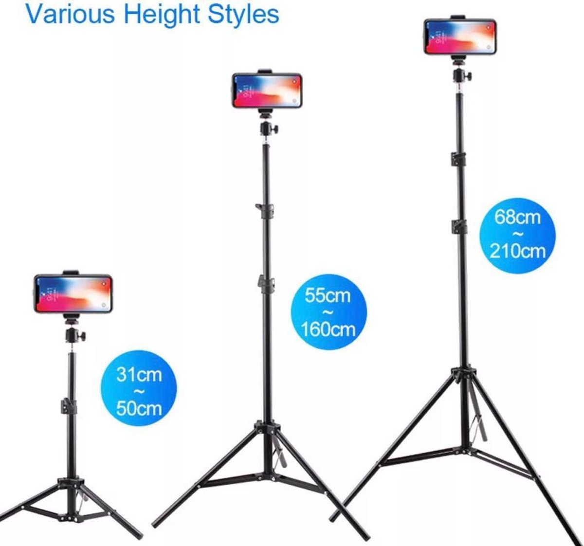 Smartphone Tripod - Camera Statief 200Cm + Telefoonhouder