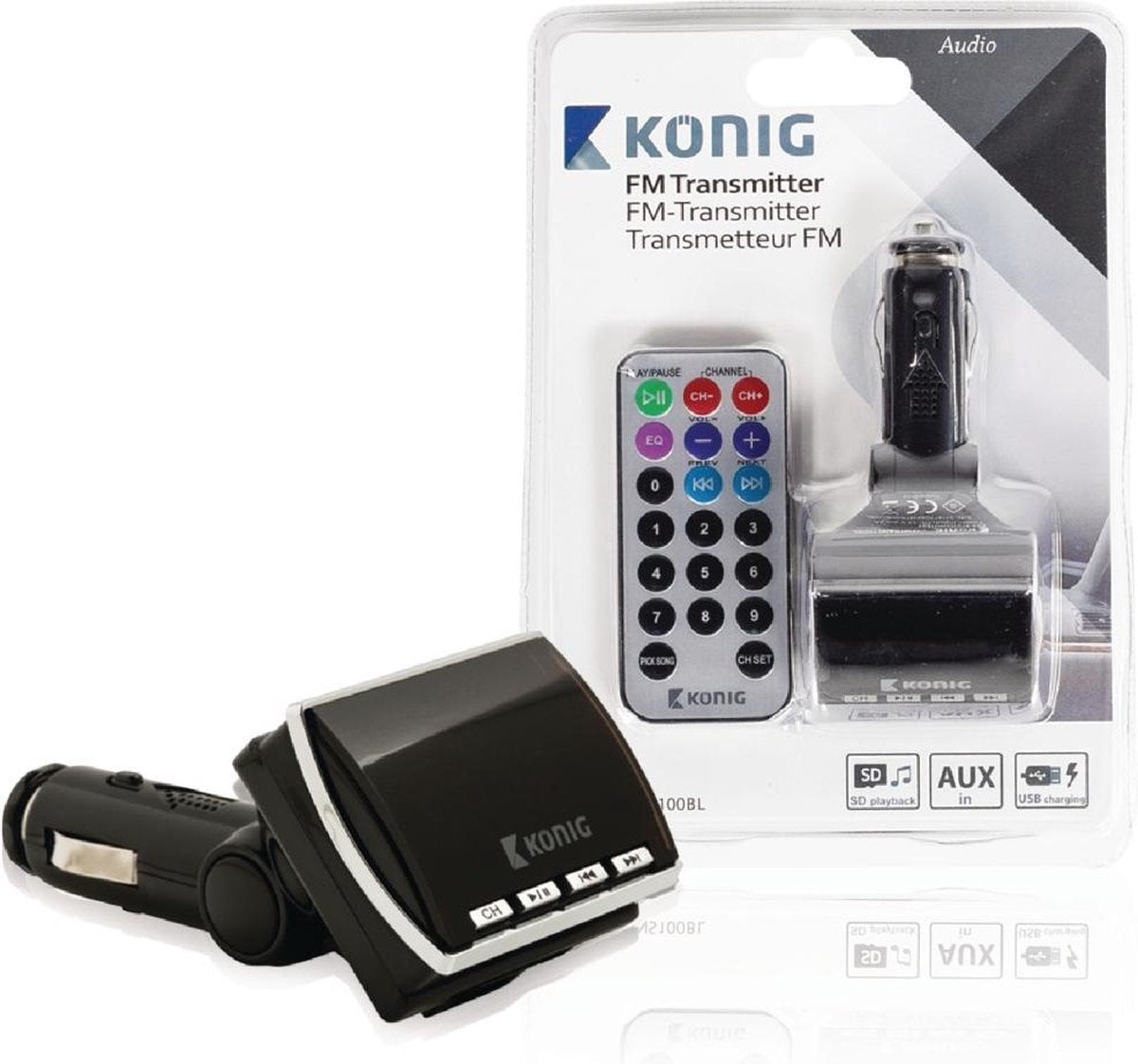 König CSFMTRANS100BL 12V FM-Zender met Afstandsbediening