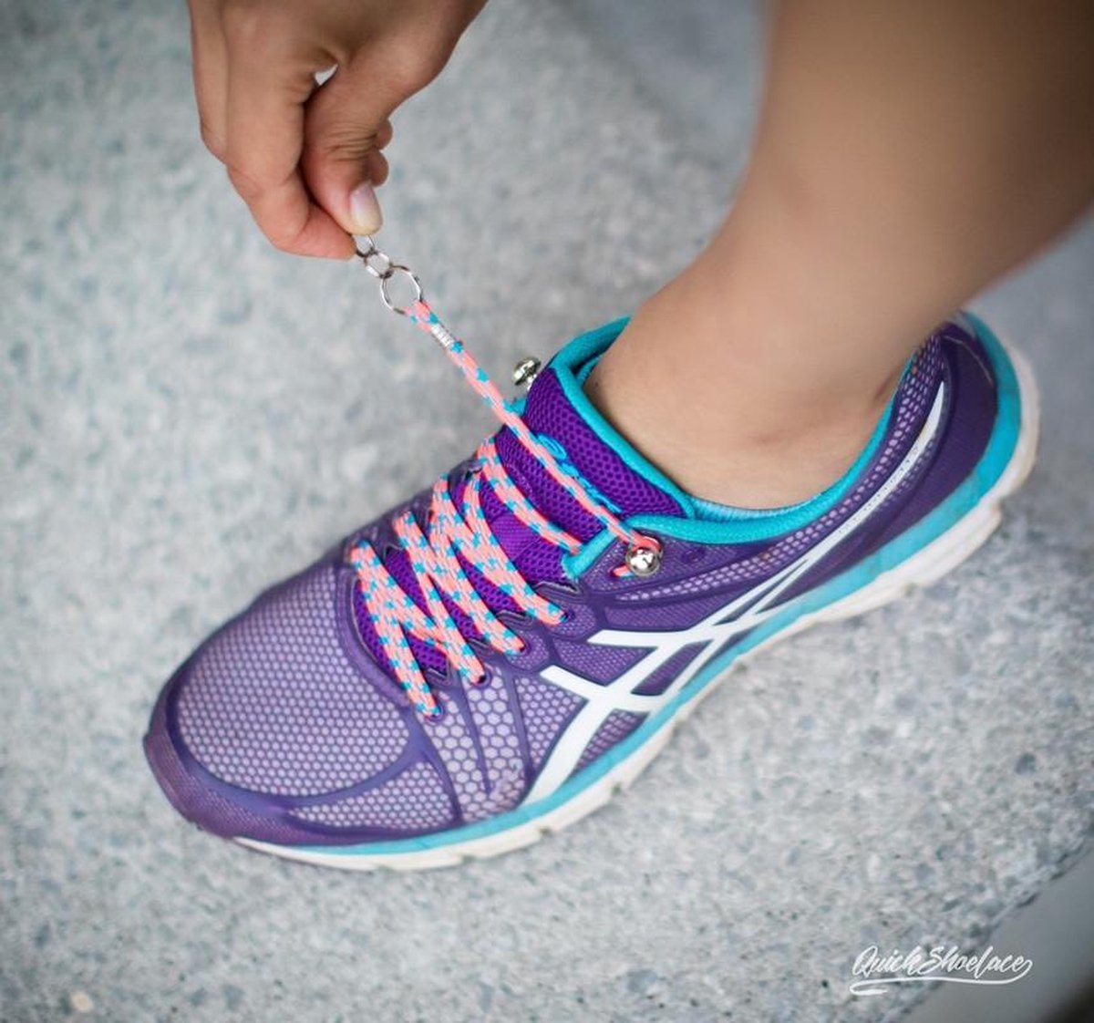 Eenhandige elastische schoenveters: neon