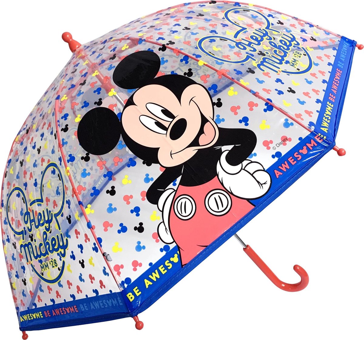 Chanos Paraplu Mickey Mouse Blauw/transparant 45 Cm
