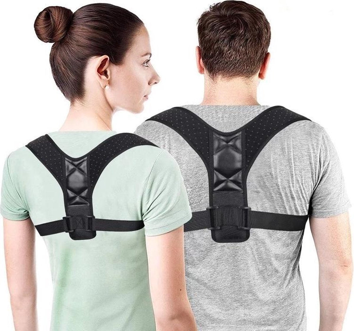 HMerch™ Houdingscorrector - Zwart - Rugbrace - Houdings Corrector – Houding Correctie Brace - Verstelbare Rug Brace - Shoulderbrace - Unisex - Maat L