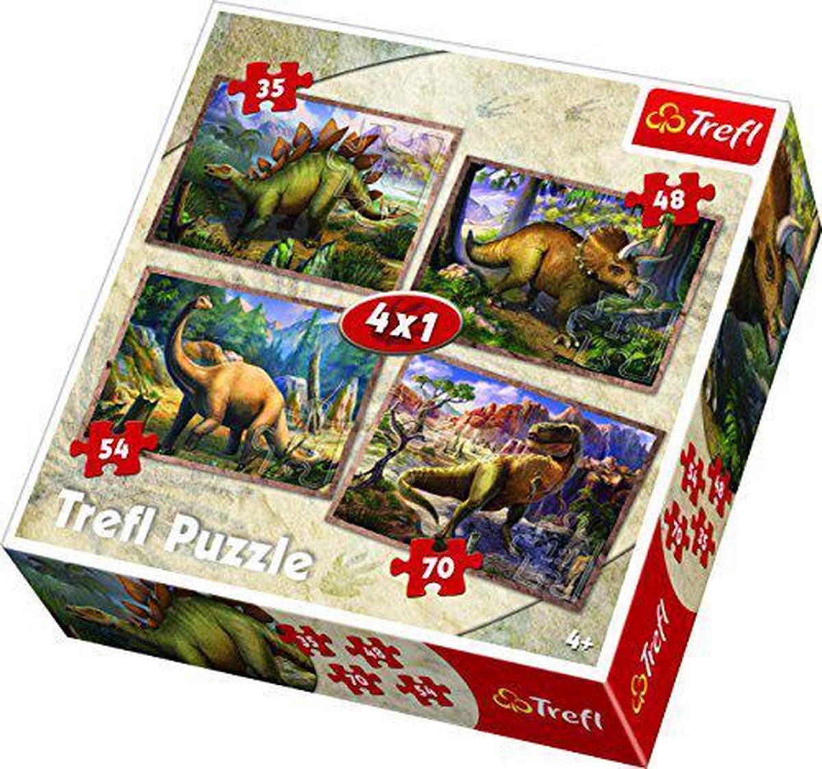 4 in1 - Dinosaurussen Puzzel