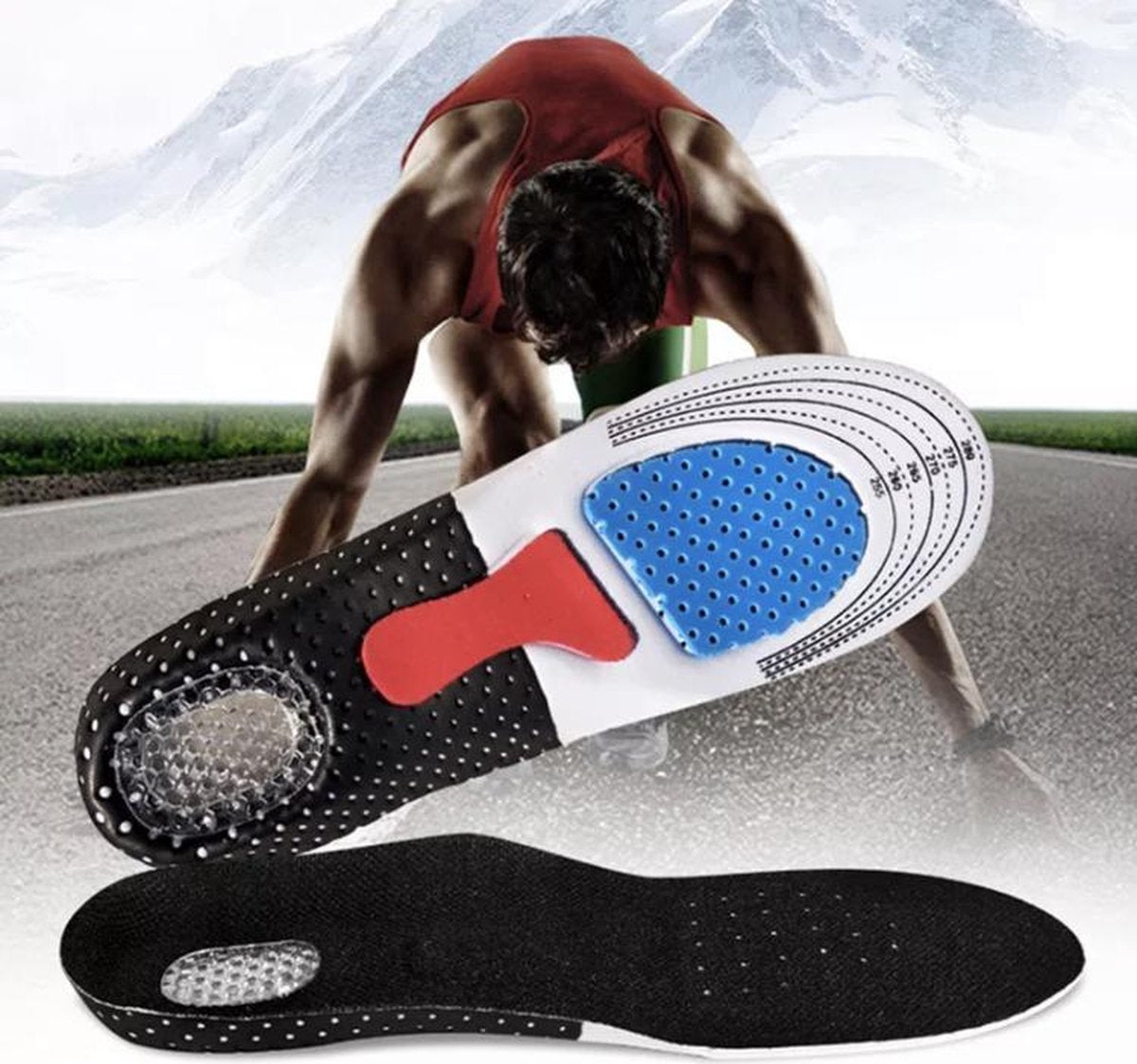 Inlegzolen Tegen Hielspoor En Onderdrukking Van Pijn- Gelzolen / Inlegzooltjes - Maat 40/41/42/43/44/45 Gel Zooltjes Zolen - Sport Schoenen Zooltjes - Zwart