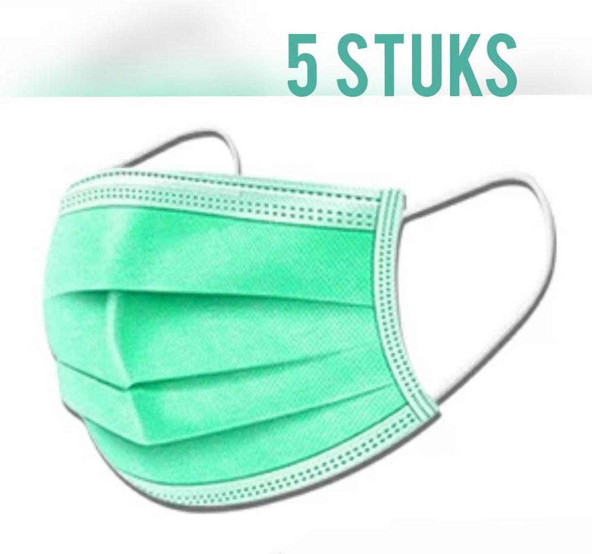 Set van 5 stuks mintgroene wegwerp mondkapjes