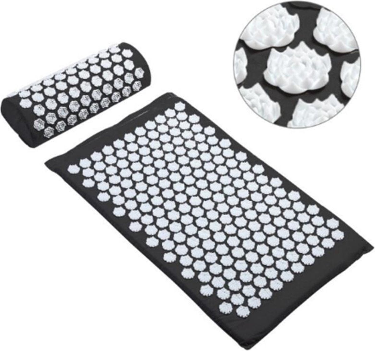 Nixnix - Acupressuur mat - Zwart - Inclusief kussen - Massage mat - Acupunctuur
