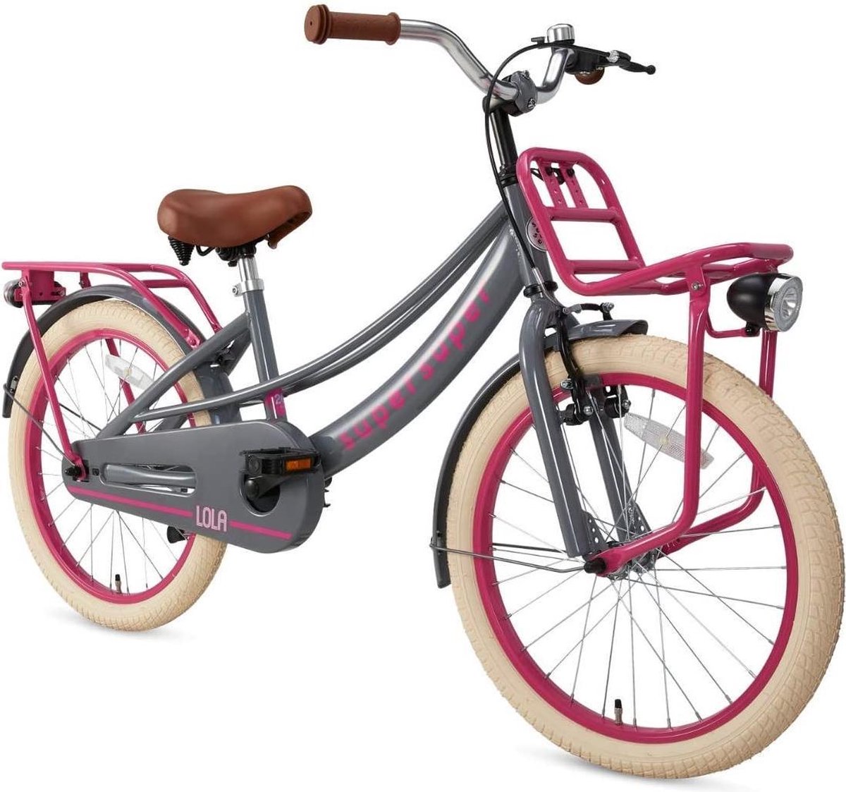 Supersuper Lola Kinderfiets - 20 inch - Grijs/Roze