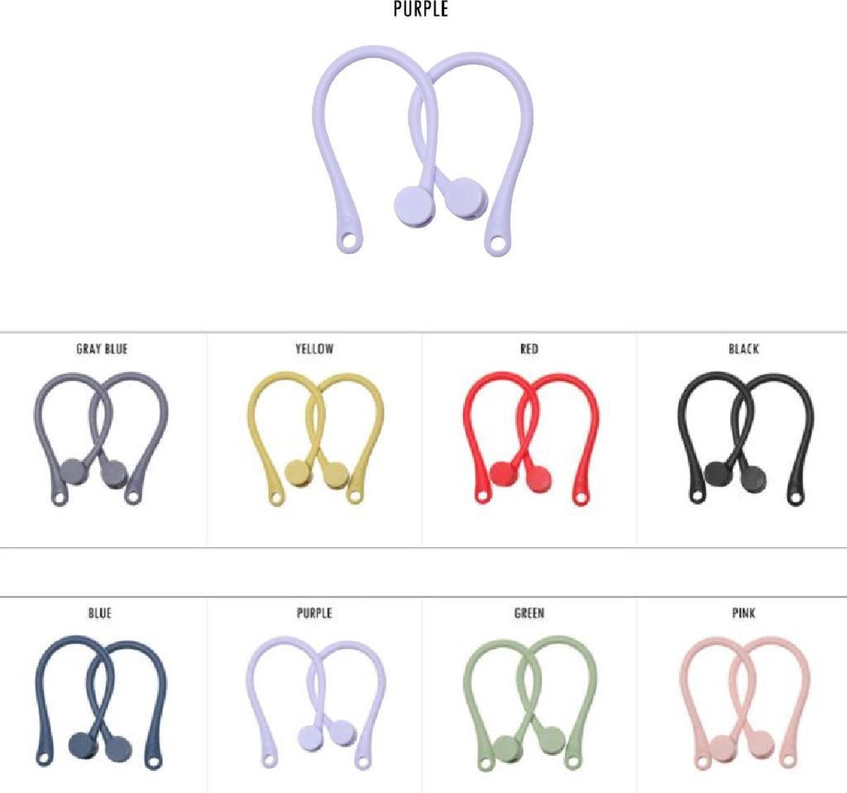 Earhooks | Lila | Airpods | Oorhaken | Oorhaak | Draadloze headset | oortjes | Anti slip | Apple