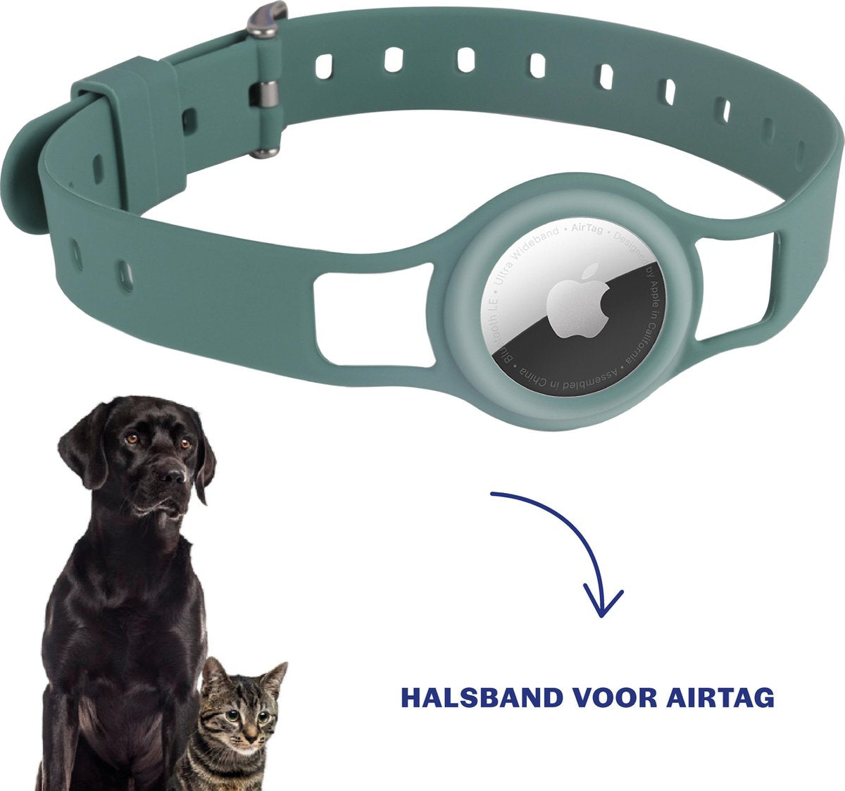 Airtag Halsband | Halsband hond | Hondenhalsband | Halsband geschikt voor Apple Airtag groen