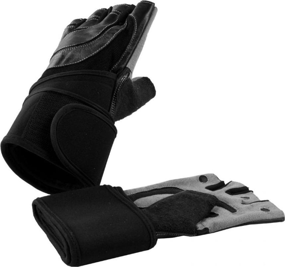 Gorilla Sports - Fitness Handschoenen - Leer - met polsbandage - M