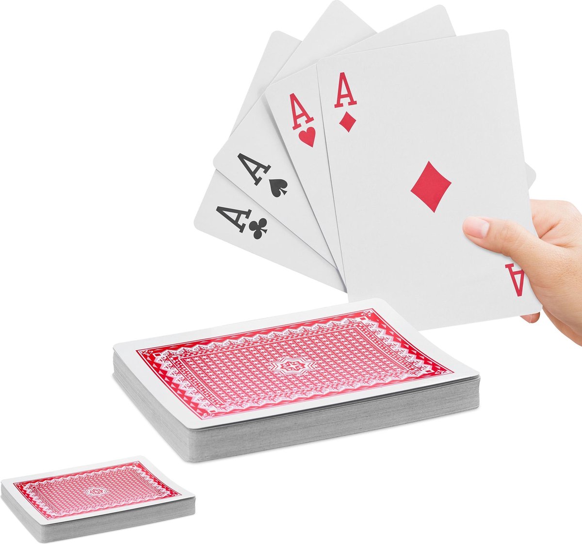 relaxdays 2x speelkaarten groot - pokerkaarten - 108 kaarten - waterafstotend