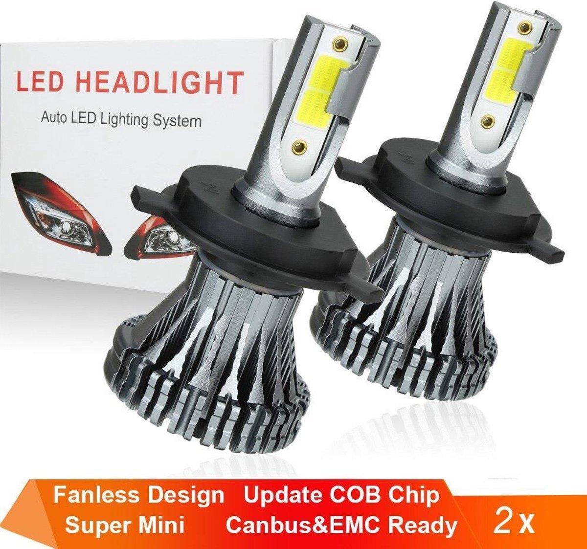H1 LED lampen COB 20000 Lumen koeling Passief 120w (set 2 stuks) CANbus EMC CHip 6000k Ultra-bright Wit Korte inbouw diepte / 120 Watt Motor / Auto / Scooter / Motor / Dimlicht / Grootlicht / Koplampen / Lamp / Autolampen / CANbus adapter