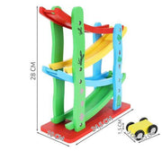 Houten Racebaan Met 4 Auto's - Autobaan hout - Helling Racebaan  -