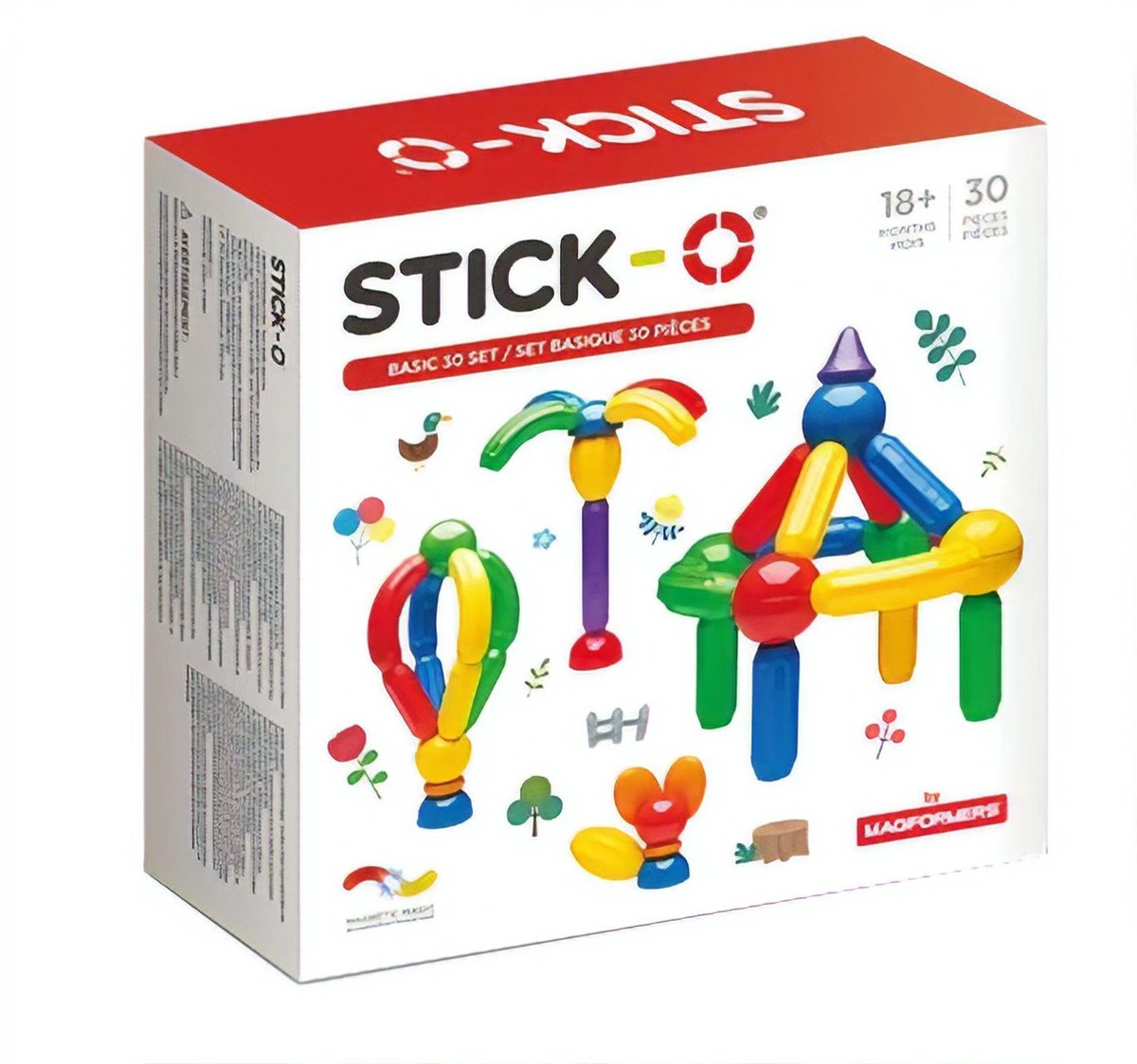 Stick-O Basic Set - 30 onderdelen -magnetisch speelgoed - speelgoed 1 jaar - peuter speelgoed jongens en meisjes - baby speelgoed - speelgoed jongens 2 jaar