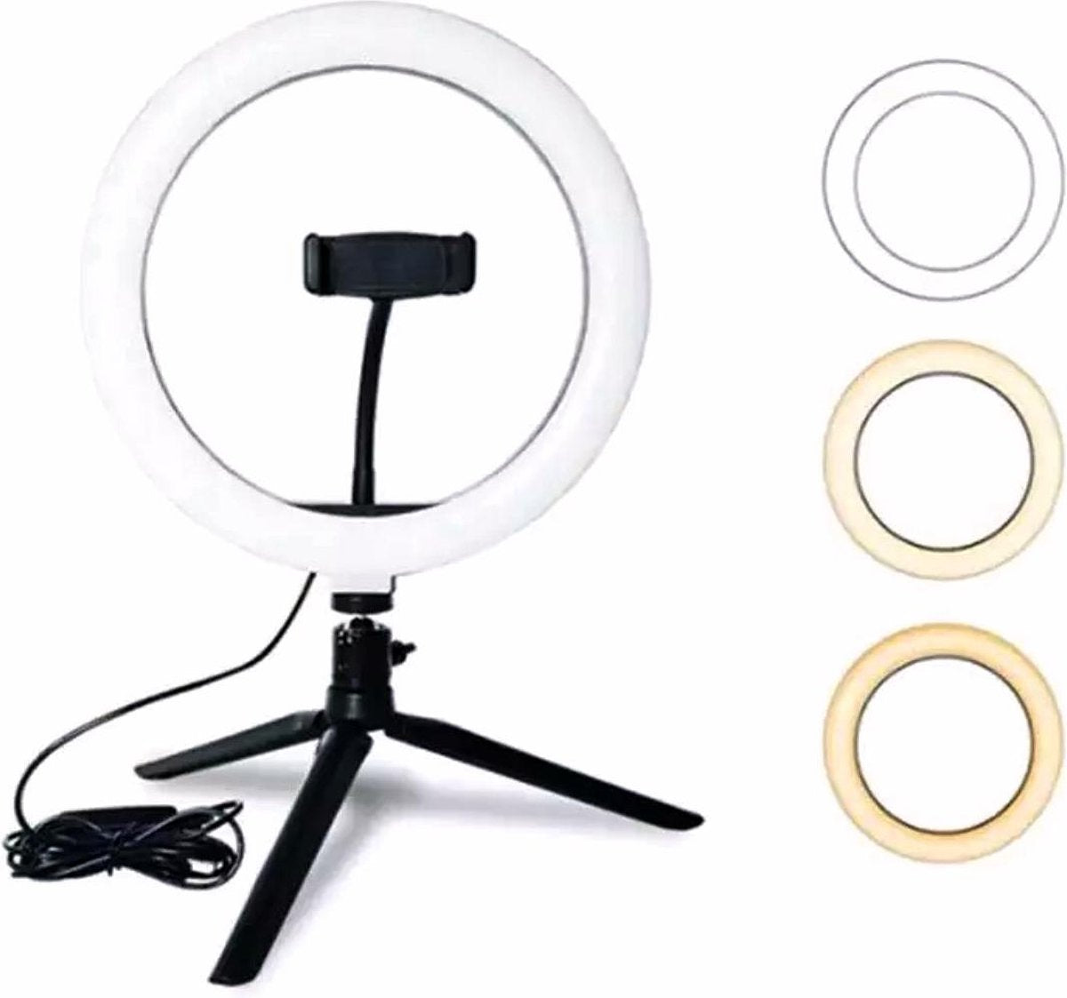 Selfie LED Ring Light 20CM Dimmable Photography Camera Phone Ring Lamp + Tafel Tripods (22Cm) en Bluetooth Shutter – HiCHiCO