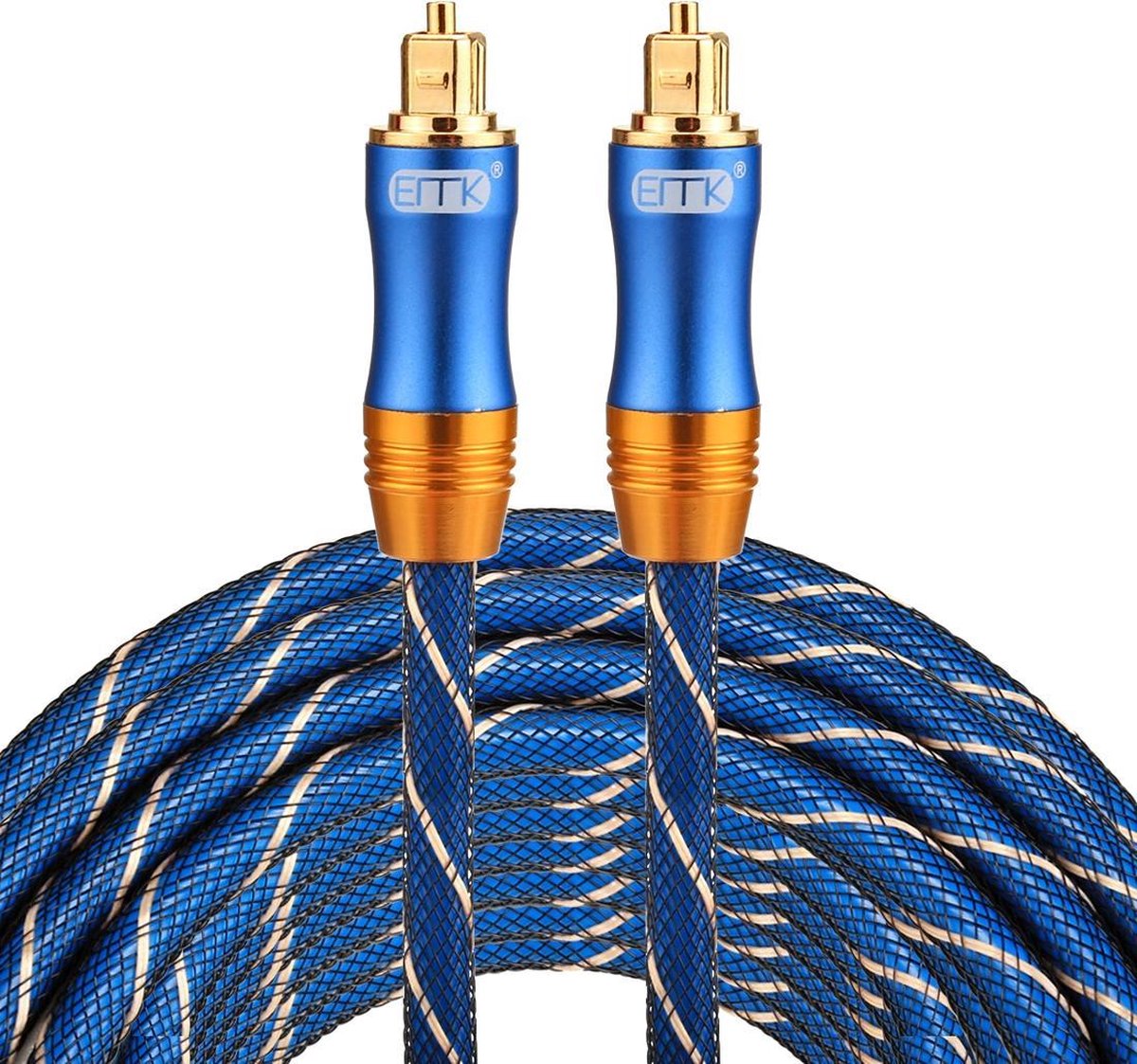 By Qubix - ETK Digital Toslink Optical kabel 10 meter / audio male to male / Optische kabel BLUE series - Blauw