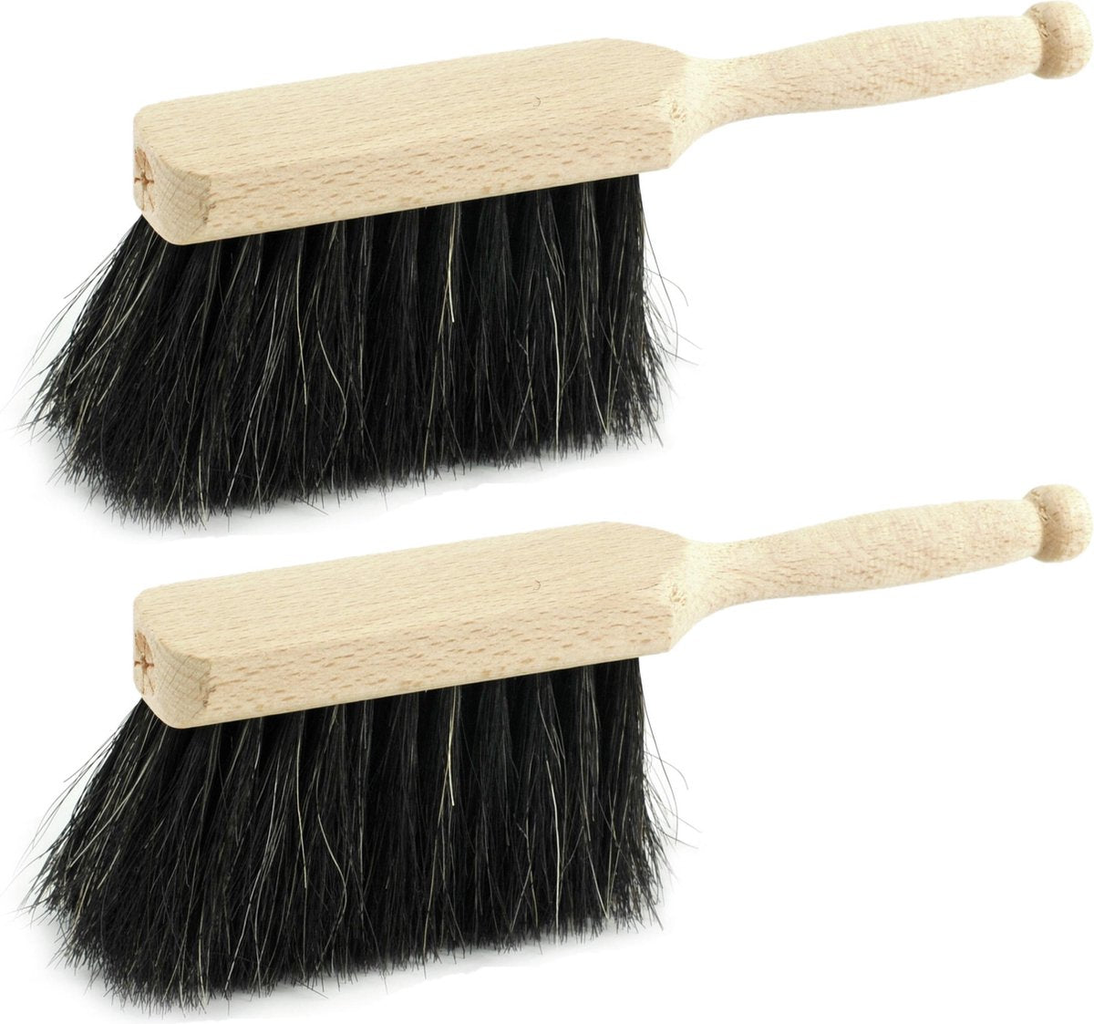 2x stuks kinderstoffers/handvegers met houten handvat - Kinderspeelgoed schoonmaakartikelen - 18 x 6 cm