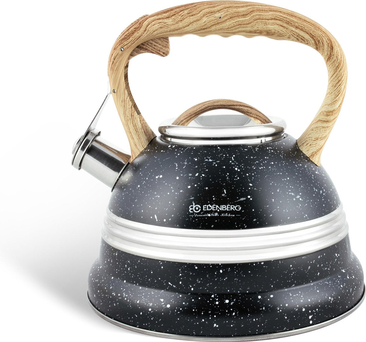 Edënbërg Black Line - Luxe RVS Fluitketel - 3.0 liter -  Zwart