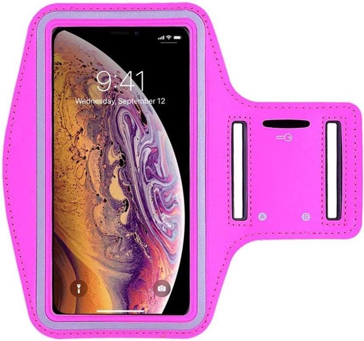 Samsung Galaxy S21 Plus - Sportarmband - Roze - Spatwaterdicht - 1 sleutelhouder - Reflecterend - Hardlooparmband - Telefoonarmband  - Hardloop Telefoonhouder