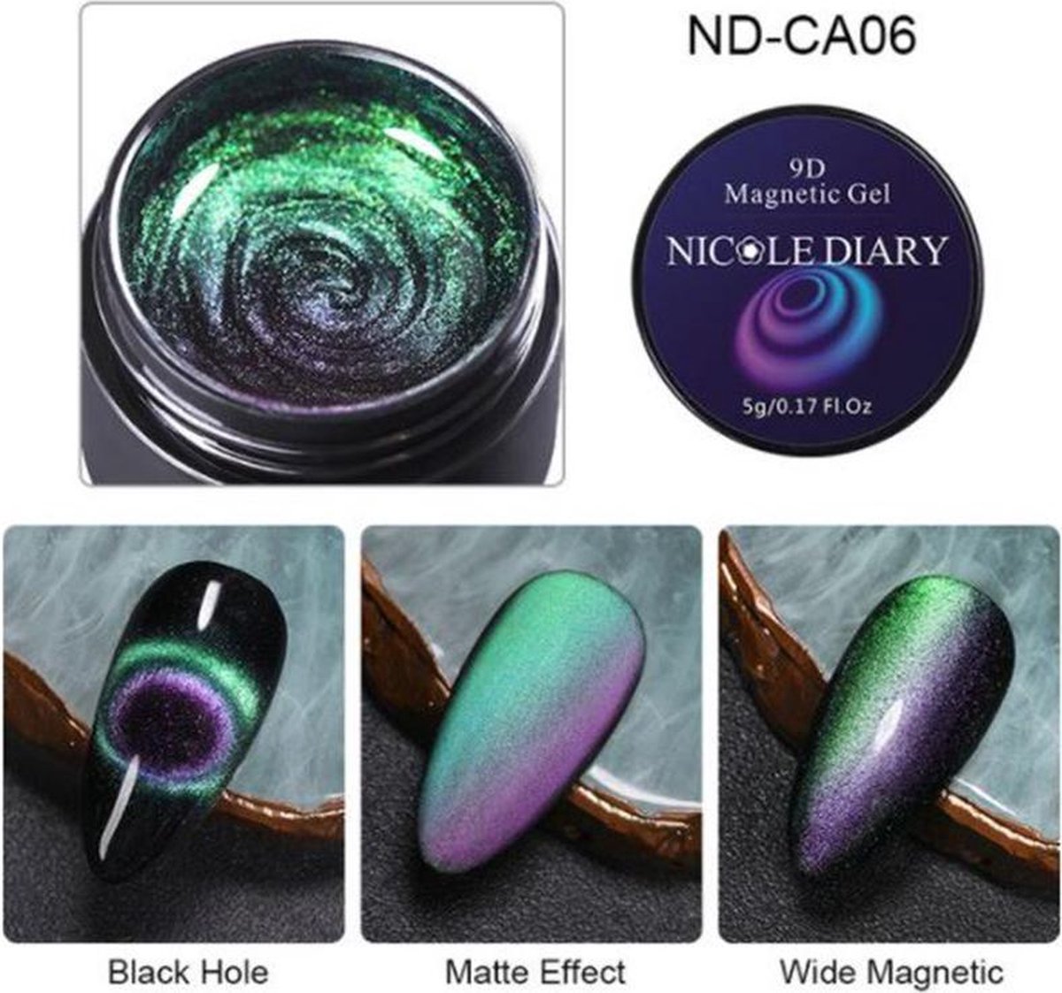 DW4Trading® Galaxy nagellak set nail art ook voor acryl nagels 9D paars-groen CA06
