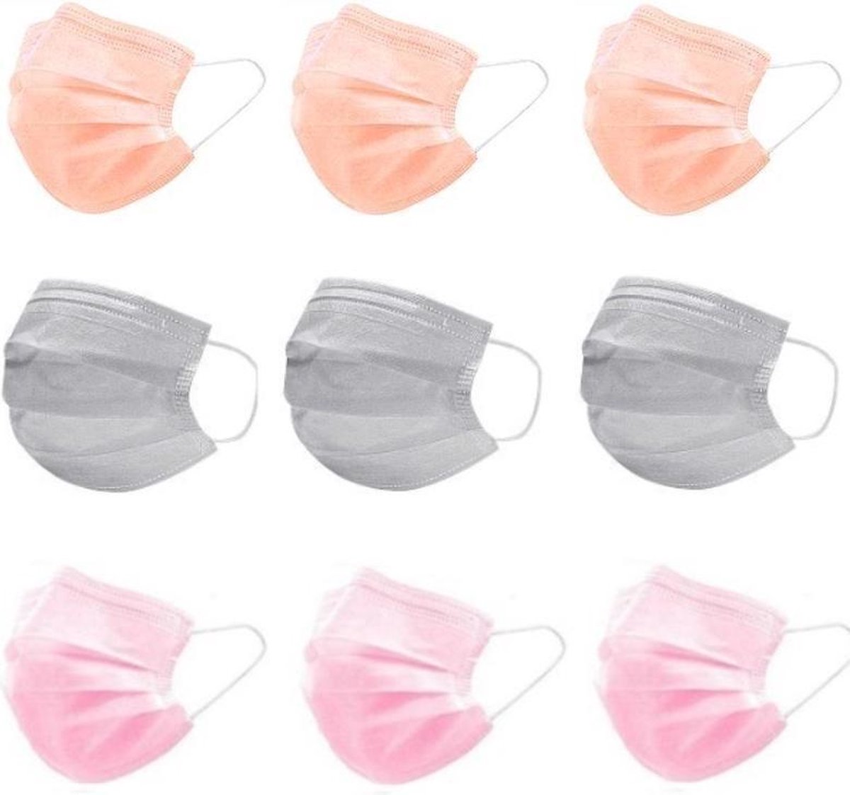 150 Wegwerp Mondkapjes in 3 Kleuren! Mondmaskers Oranje Grijs Roze | 3 Laags| Uitstekende Kwaliteit