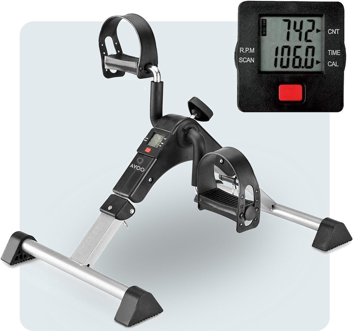 Ayoo Stoelfiets met LCD Display inclusief Anti-Slipmat - Minibike - Inklapbaar - Bureaufiets - Stoel fiets - Wit - Weerstandsknop