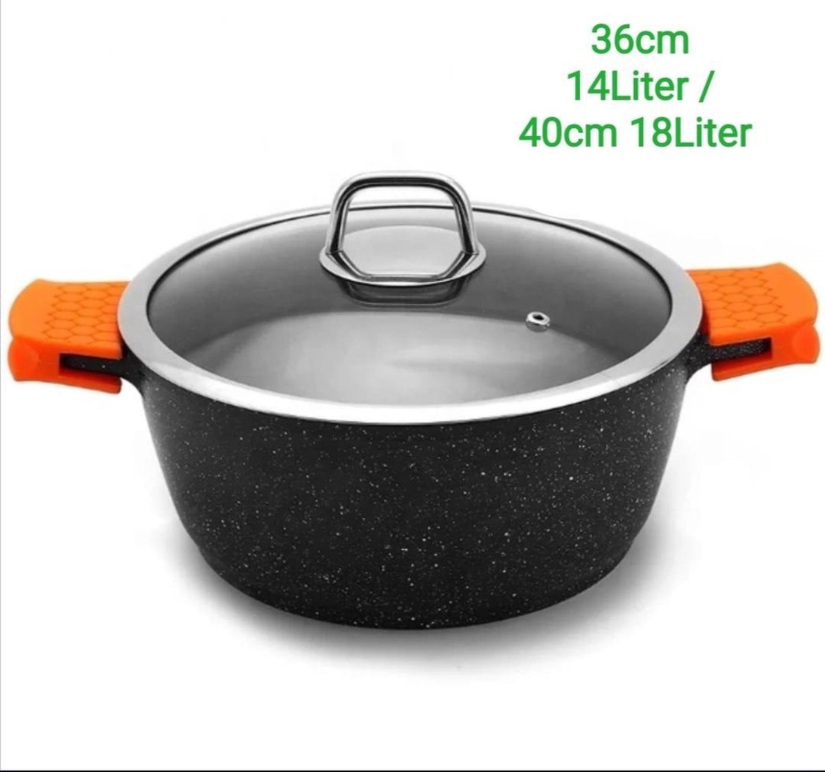 Marble soep/braadpan - Met glazen afdekplaat zwart - voor inductie 36 CM 12 Liter SEINMEIJERGERMANY
