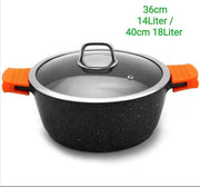Marble soep/braadpan - Met glazen afdekplaat zwart - voor inductie 36 CM 12 Liter SEINMEIJERGERMANY