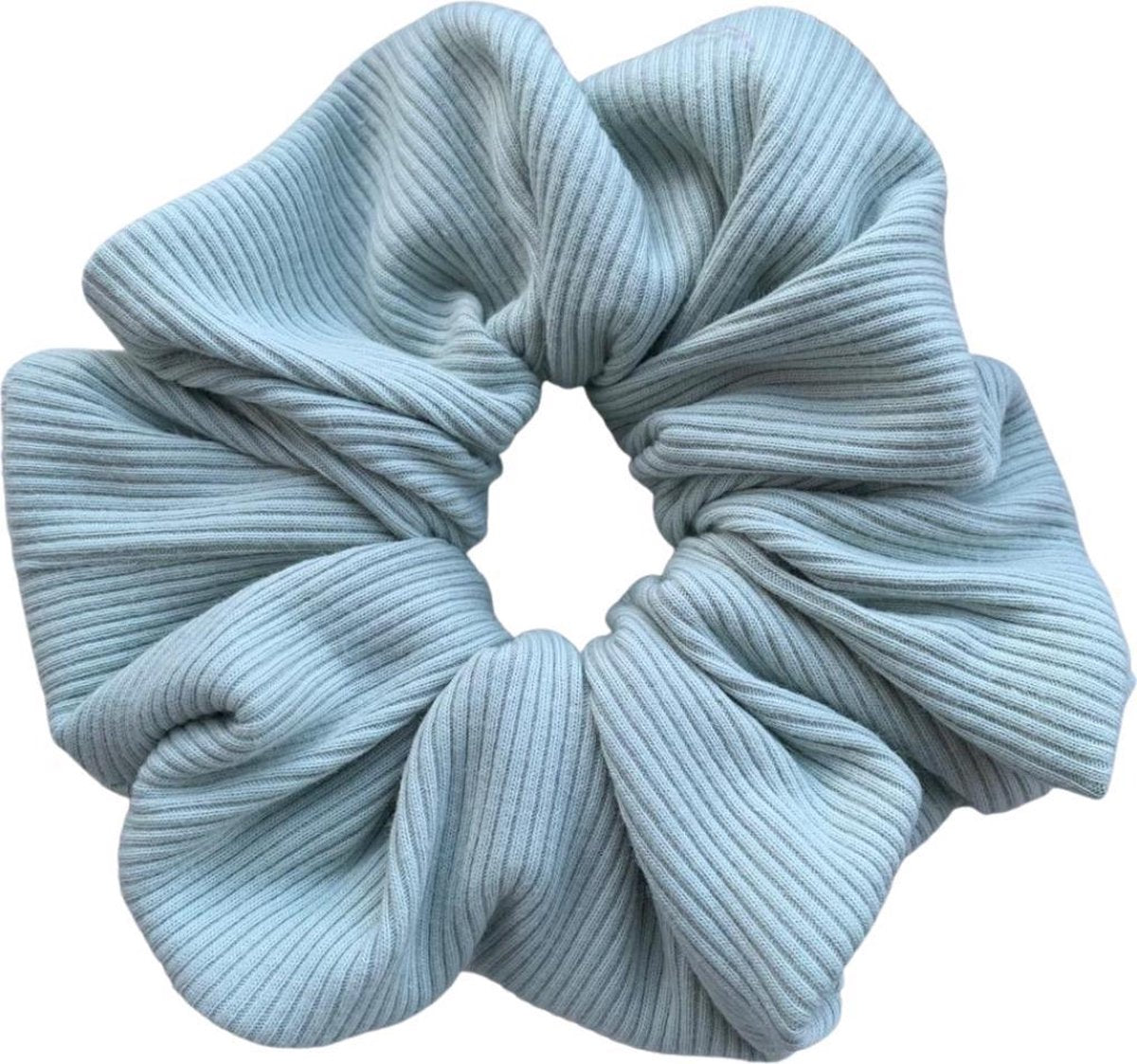 Scrunchie - XL - Oversized - Handmade - Ribstof - Effen - Mint - Diameter circa 16 cm - 95% katoen