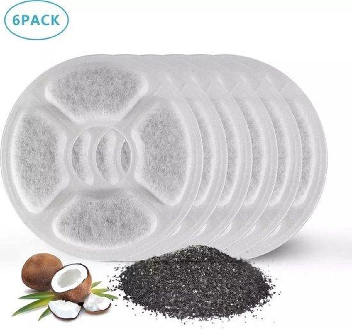 T&D - Drinkfontein Filters - Navulling Set - Filters Kattenfontein - Filters Drinkfontein - Voor Kat/Hond - 6st.