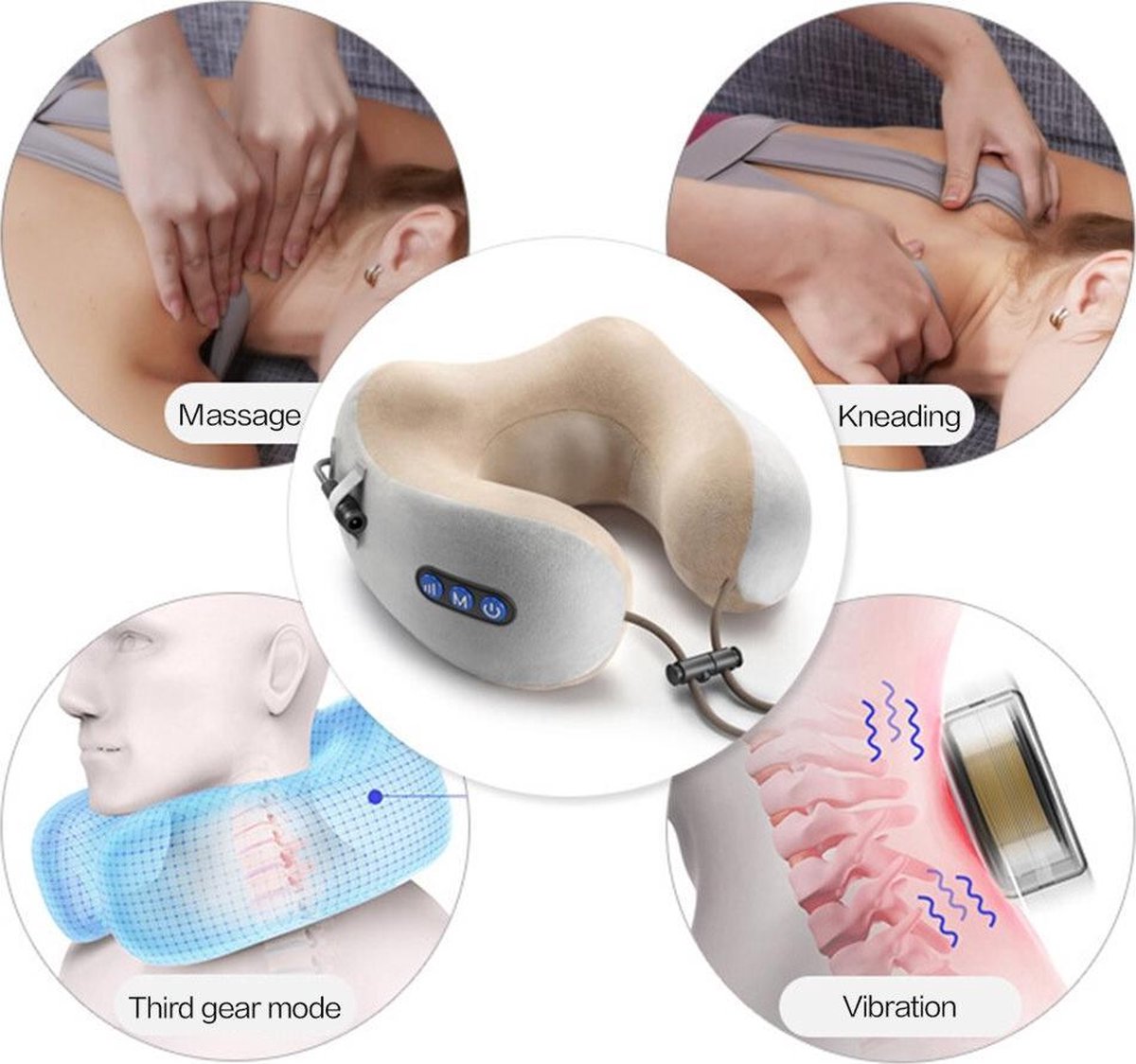 Nekmassage - Nekmassage apparaat - Nekmassage kussen - Nekkussen - Rolkussen - Reiskussen - Nekrol - Shiatsu