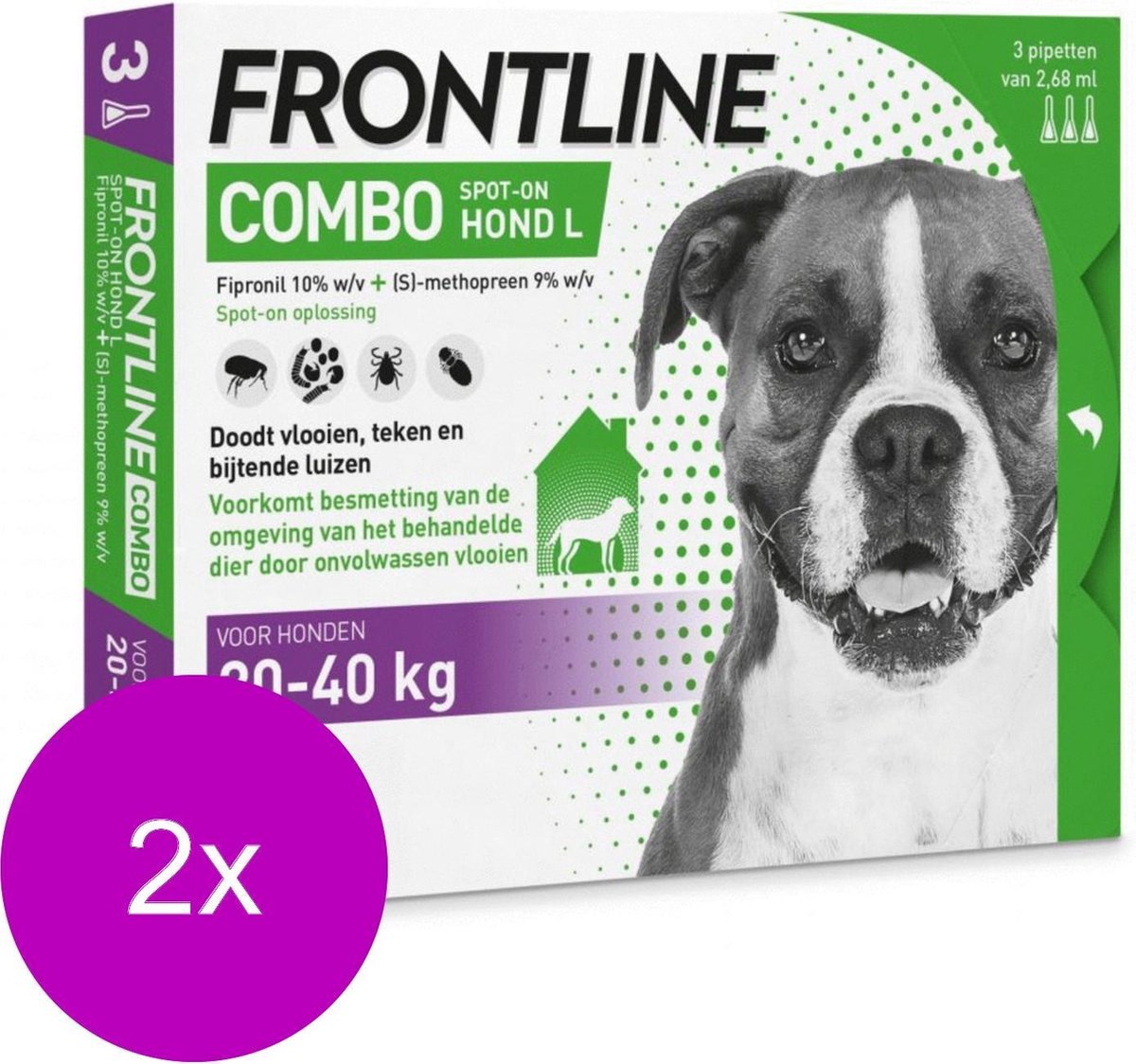 Frontline Combo Spot On 3 Large Hond Large - Anti vlooien en tekenmiddel - 2 x 3 pip